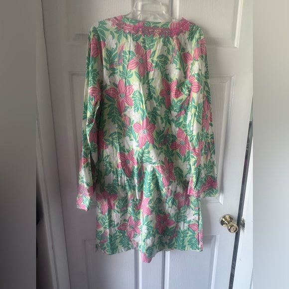LILLY PULITZER Pink and Green Floral Nighttime Caftan Sample - Picture 9 of 10